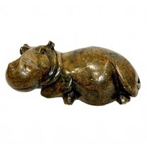 Heavy African Soapstone Hippopotamus Sculpture Hand Carved Shona Art 7” (1.8 kg)